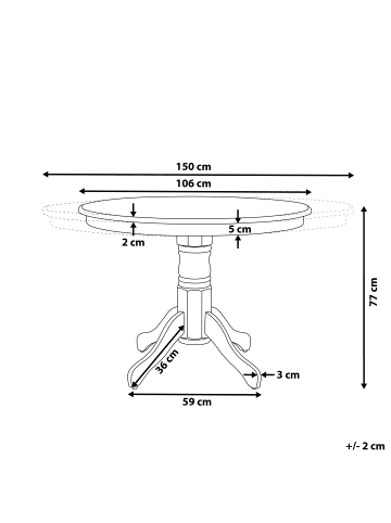 Beliani Esszimmertisch AKRON in Braun/Weiß - (W) 106 x (H) 74 x (L) 106 cm