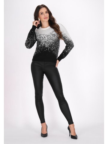 faina Damen Pullover in Wollweiss Schwarz
