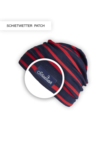 SCHIETWETTER Beanie Mütze gestreift, Baumwolle, in navy-rot