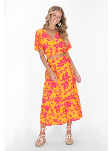 IZIA Women Top in yellow multicolor