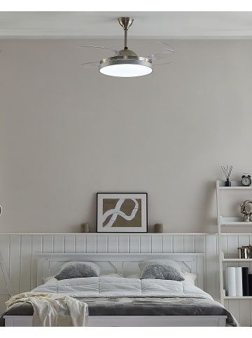Beliani Deckenventilator mit Licht IBAR in Silber/Transparent/Weiß