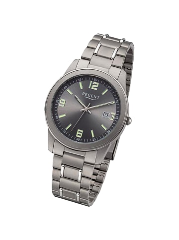 Regent Armbanduhr Regent Titan-Uhren grau, silber extra groß (ca. 38mm)
