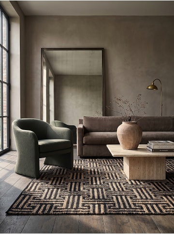 KADIMA DESIGN Naturfaser-Teppich Handgewebt CROFT Geometrisch Wohnzimmer in Natur-Schwarz