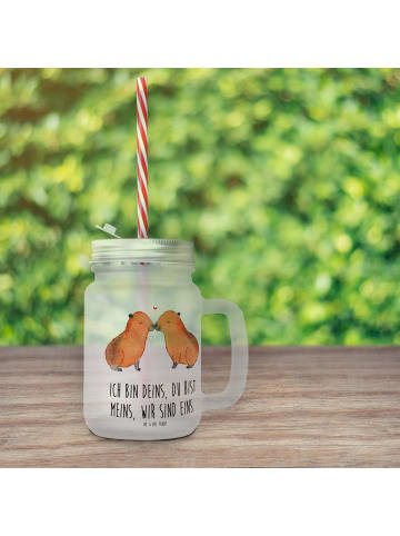 Mr. & Mrs. Panda Limonadenglas Capybara Liebe mit Spruch in Transparent