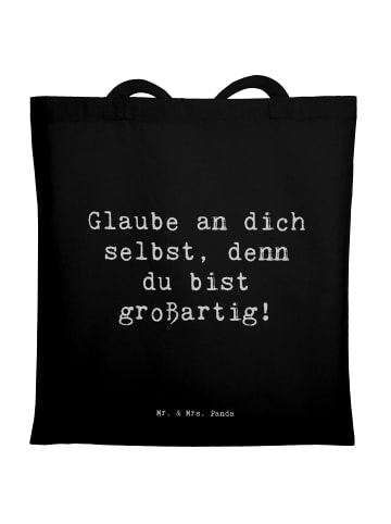Mr. & Mrs. Panda Schultertasche Spruch Selbstvertrauen stärken m... in Schwarz