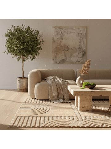 KADIMA DESIGN Teppich 3D Waschbar Skandinavischer Boho RIGI Strapazierfähig in Rosa