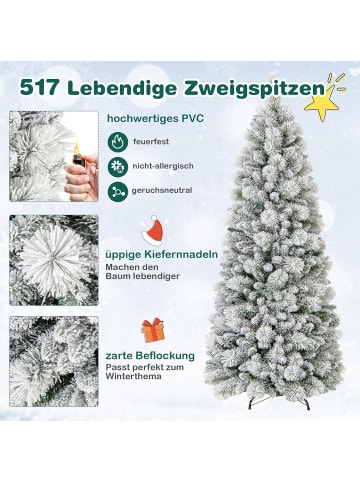 COSTWAY 180cm Künstlich Weihnachtsbaum mit Beleuchtung in Weiß
