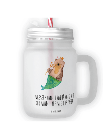 Mr. & Mrs. Panda Blümchentailglas Wassermann Astrologie mit Spruch in Transparent