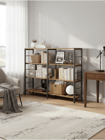 VASAGLE Bücherregal Barnet in Braun-Schwarz - (B)30 x (H)109.4 x (T)120 cm
