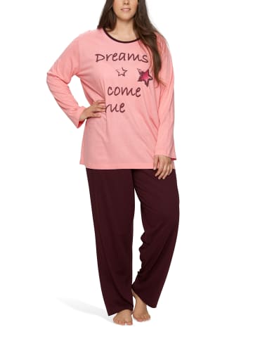 Moonline Schlafanzug mit Motivdruck in rosa