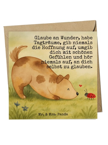 Mr. & Mrs. Panda Einladungskarte Hund Marienkäfer Design mit Spruch in Weiß