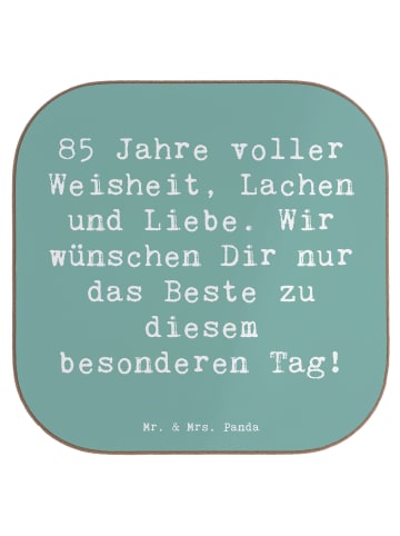 Mr. & Mrs. Panda gläseruntersetzer Spruch 85. Geburtstag mit Spruch in Meeresbrise