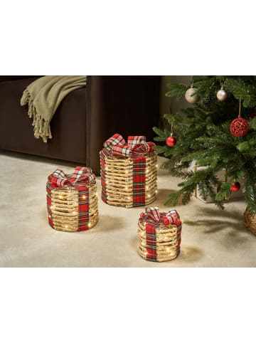 Beliani 3er-Set Dekofigur VEJLEN in Beige/Rot