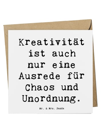 Mr. & Mrs. Panda Geburtskarte Spruch Kreativität und Chaos mit S... in Weiß
