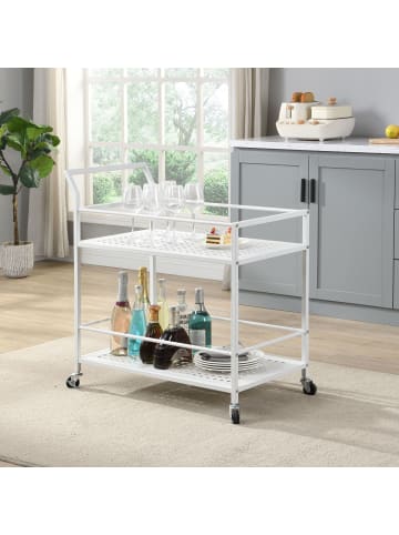FineBuy Servierwagen in Weiß / Metall / 79x45x83