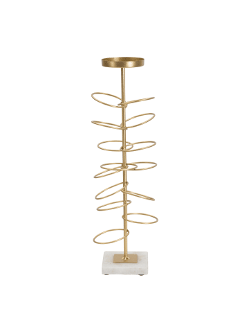 Mauro Ferretti Goldener Kerzenhalter aus Metall mit Marmorsockel, 14 x 13 x 46 cm