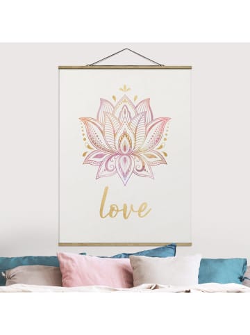 WALLART Stoffbild - Mandala Namaste Lotus Set gold rosa in Gold