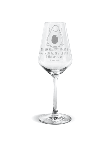 Mr. & Mrs. Panda Weißwein Glas Avocado Glücklich mit Spruch in Transparent