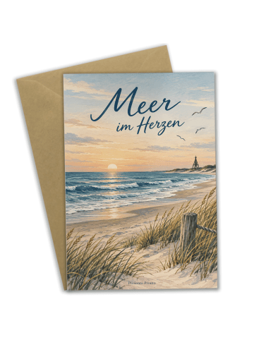 Klappkarte Ostsee ruhig Design mit Spruch in Weiß