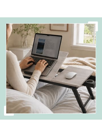 relaxdays Laptoptisch in Grau/ Schwarz
