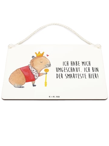 Mr. & Mrs. Panda Schild Capybara König mit Spruch in Weiß