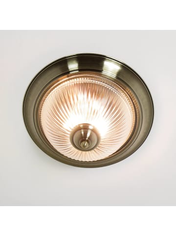 Licht-Erlebnisse Deckenlampe Ø 31 x (H)15 cm in Messing antik Klar