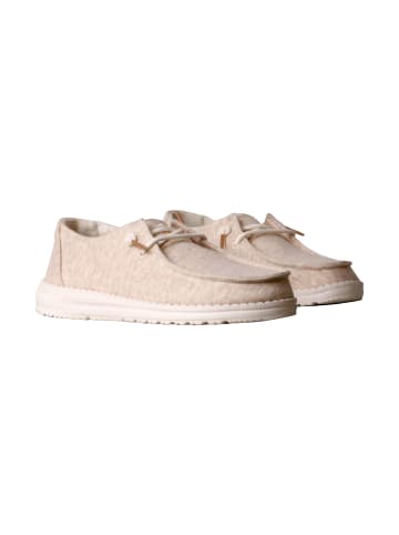 Hey Dude Niedrige Schnürsenkel Mokassin Wendy Stretch Jersey Oatmeal