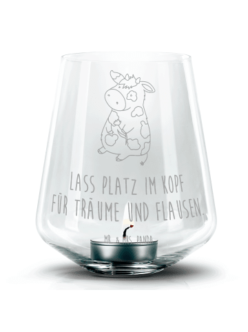 Mr. & Mrs. Panda Gravur Teelicht Kuh mit Spruch in Transparent