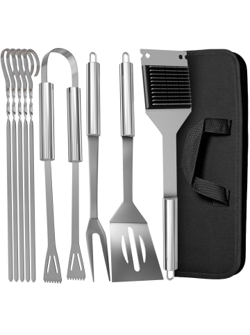 Praknu Grillbesteck Set aus Edelstahl Vatertag - Mit Tragetasche - Robust