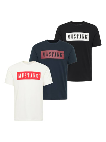 Mustang T-Shirt 3er Pack in Schwarz/Weiß/Dunkelblau