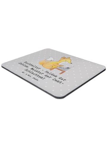 Mr. & Mrs. Panda Mauspad Buchhalter Helden mit Spruch in Grau Pastell