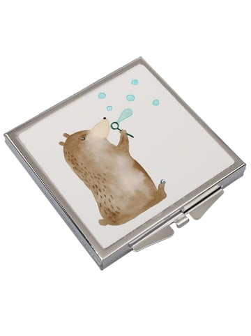 Mr. & Mrs. Panda Handtaschenspiegel quadratisch Bär Seifenblasen... in Weiß