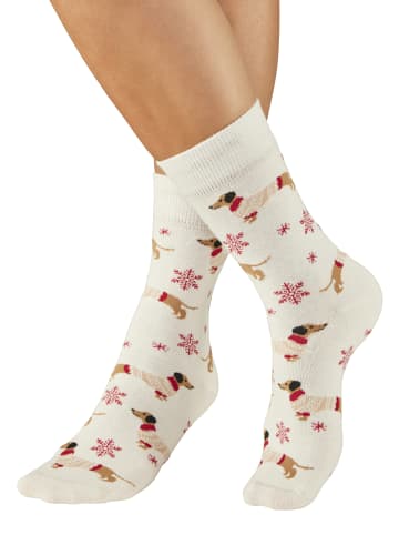LASCANA Freizeitsocken in 1x rot, 1x ecru