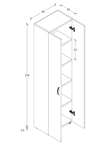 ebuy24 Büroschrank UlasXL5 1 Eiche 49 x 34 cm