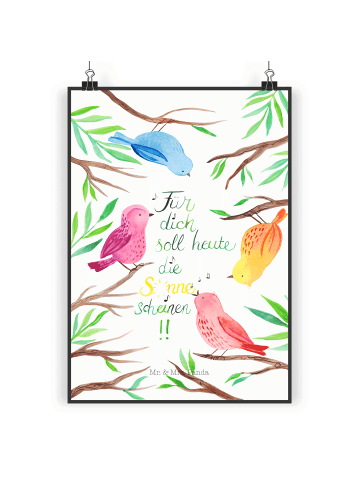 Mr. & Mrs. Panda Bild Vögel Sonne mit Spruch in Weiß