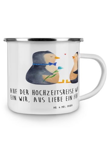 Mr. & Mrs. Panda Camping Emaille Tasse Hochzeitsreise Ewige Lieb... in Transparent