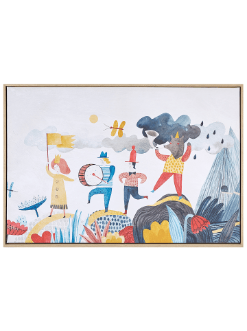 Beliani Canvas BIBBIENA in Bunt/Heller Holzfarbton - (W) 93 x (H) 63 x (L) 5 cm