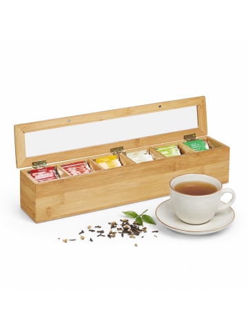 relaxdays Teebox in Natur - (B)44x (H)9 x (T)9 cm