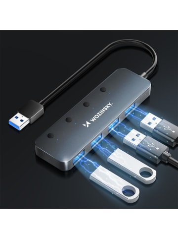 Wozinsky WHS080YSS USB A 3.0 Hub mit Schaltern Grau