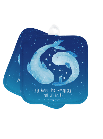 Mr. & Mrs. Panda Topfuntersetzer Sternzeichen Fische mit Spruch in Sternenhimmel Blau