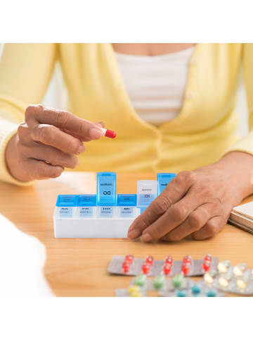 relaxdays 10x Tablettenbox in Weiß/ Blau