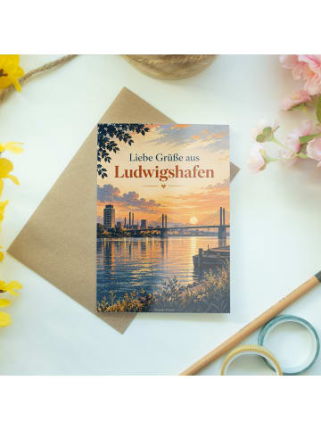 Grußkarte Stadt modern Design mit Spruch in Weiß