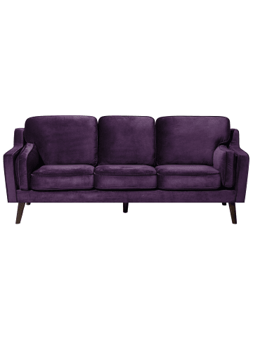 Beliani 3-Sitzer Sofa LOKKA in Violett/Braun - (W) 204 x (H) 85 x (L) 83 cm
