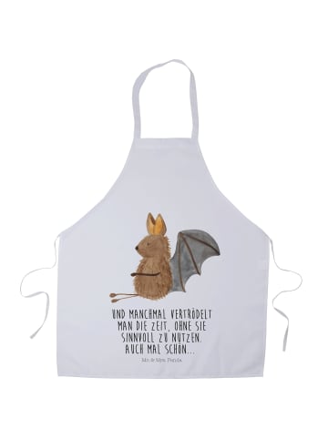 Mr. & Mrs. Panda Schürze Fledermaus Sitzen mit Spruch in Weiß