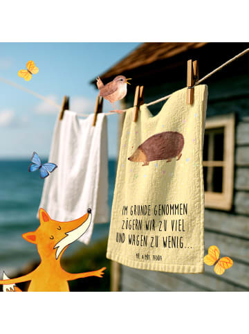 Mr. & Mrs. Panda Handtuch Igel Herzen mit Spruch in Gelb Pastell