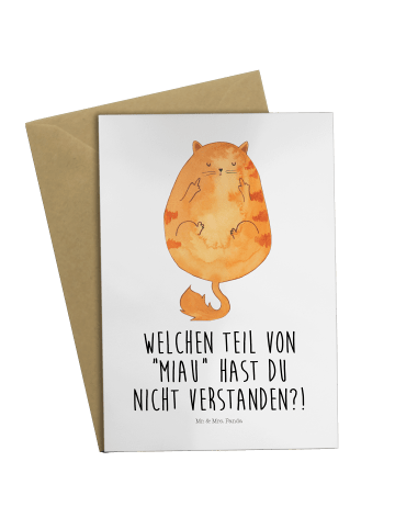 Mr. & Mrs. Panda Grußkarte Katze Mittelfinger mit Spruch in Weiß