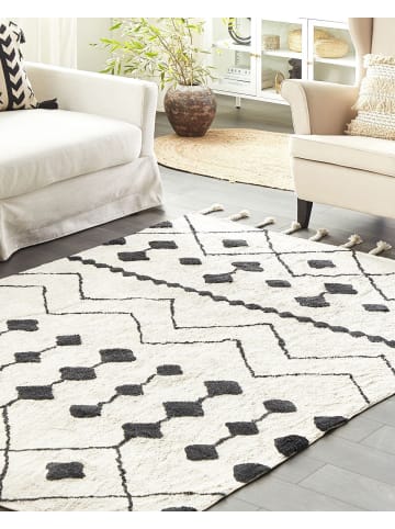 Beliani Kurzflor KHEMISSET in Weiß/Schwarz - (W) 140 x (H) 2 x (L) 200 cm