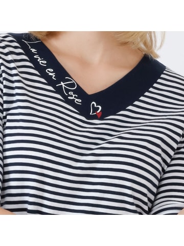 hajo Single-Jersey Schlafanzug La vie en Rose in marine