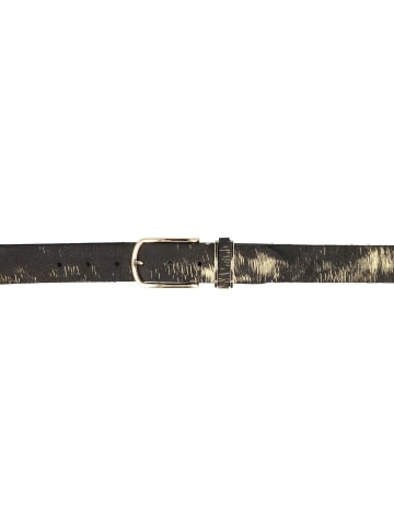 b.belt Gürtel Leder schwarz-gold-metallic