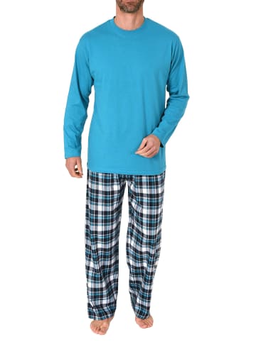 NORMANN Schlafanzug lang FlanellHose - 76604 in türkis